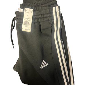 Adidas Mens Black Joggers With White Stripes - Size L
